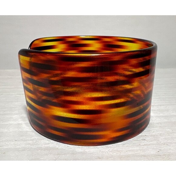 Vintage Cuff Bracelet Faux Tortoise Shell Translucent Style 1.5" Wide Cuff - Picture 4 of 7